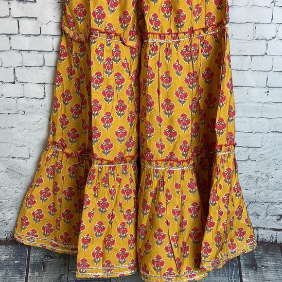 BIBA Girls NWT Yellow Poly Viscose Straight Printed Kurta Sharara Set 8-9 Formal - Picture 14 of 15